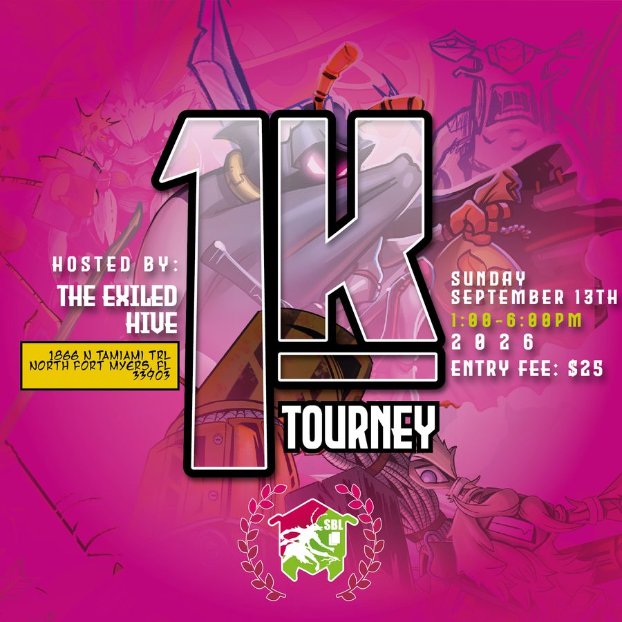 Shard Bugs 1K Tournament at The Exiled Hive, Sunday September 13, 2026, 1 to 6 PM, $25 entry